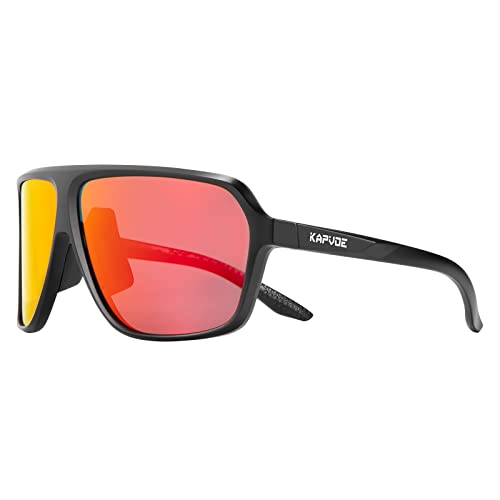 KAPVOE Radfahrerbrille Polarisierte Fahrradbrille Sport Sonnenbrille UV400 Schutz für Männer Frauen MTB Laufen Golf Wandern Volleyball Tennis Autofahren Angeln Softball 01 von KAPVOE