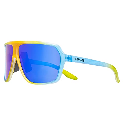 KAPVOE Radfahrerbrille Polarisierte Fahrradbrille Sport Sonnenbrille UV400 Schutz für Männer Frauen MTB Laufen Golf Wandern Volleyball Tennis Autofahren Angeln Softball 12 von KAPVOE
