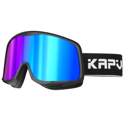 KAPVOE Skibrille Snowboard Brille für Brillenträger Herren Damen Jugend Schneebrille OTG 100% UV-Schutz Ski Goggles Kompatibler Helm Anti Fog Ski brille für Skifahren und Bergsteigen Blau von KAPVOE