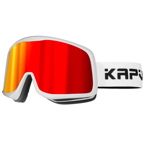KAPVOE Skibrille Snowboard Brille für Brillenträger Herren Damen Jugend Schneebrille OTG 100% UV-Schutz Ski Goggles Kompatibler Helm Anti Fog Ski brille für Skifahren und Bergsteigen Rot von KAPVOE
