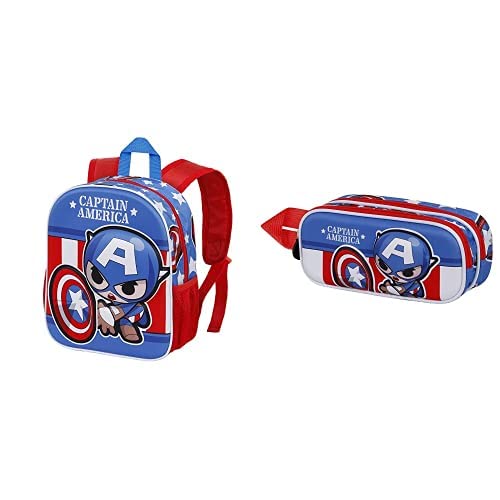 Captain America Let's Go Kleiner Rucksack + 3D Doppelfedermäppchen von Marvel