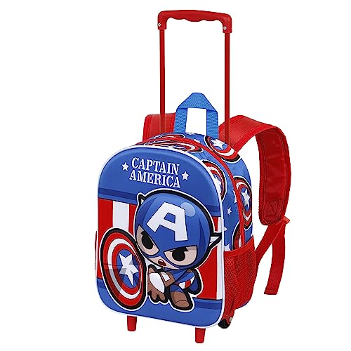 Captain America Let's go-Kleiner 3D Rucksack mit Rädern, Blau von KARACTERMANIA