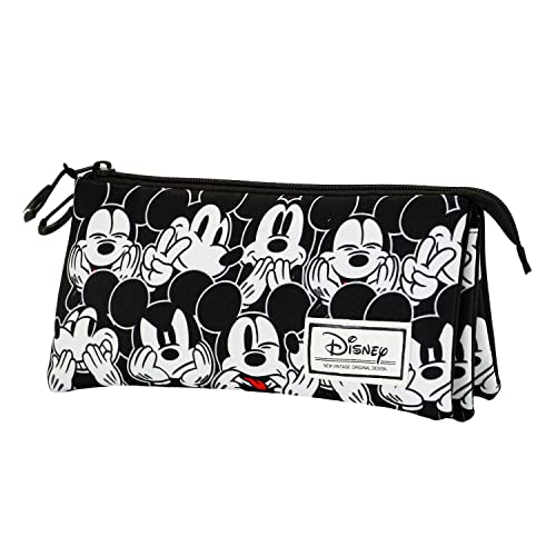Micky Maus Mess-FAN Dreifach Federmäppchen, Schwarz von Disney