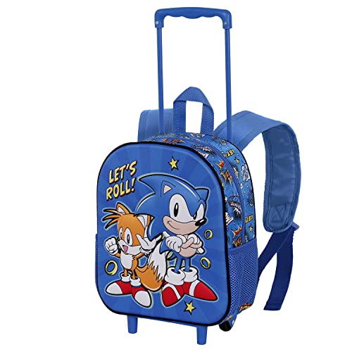 Sega-Sonic Lets roll-Kleiner 3D Rucksack mit Rädern, Blau von Sonic The Hedgehog - SEGA