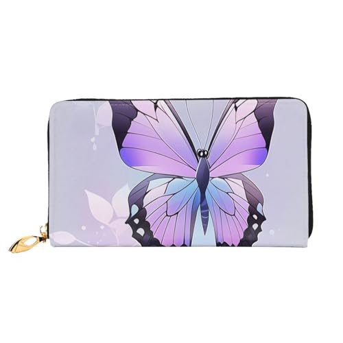 KARFPP Hochwertige, rechteckige Geldbörse mit Pudel-Motiv, luxuriös, modisch und funktional, Geschenk für jeden Anlass, Niedlicher violetter Schmetterling, Einheitsgröße von KARFPP