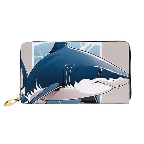 KARFPP Rechteckige Premium-Geldbörse mit blauem Hai-Druck, luxuriös, modisch und funktional, Geschenk für jeden Anlass, Blauer Hai, Einheitsgröße von KARFPP
