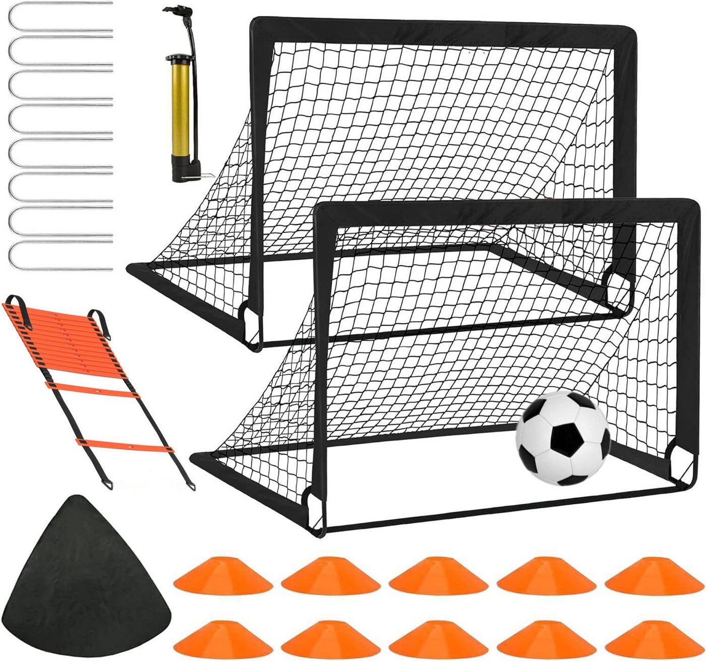 KARLE Fußballtor Tragbares Fußball-Trainingsset, 2-teiliges Set mit Agility-Leiter (2 St), Geeignet für Fußballfans für Erwachsene und Kinder von KARLE