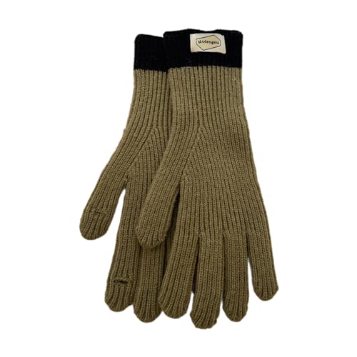 KASFDBMO Frauen Winter Warme Stricken Voll Finger Handschuhe Mit Beschriftung Berührbaren Bildschirm Outdoor Ski Thermische Fäustlinge Woolen Handschuhe von KASFDBMO