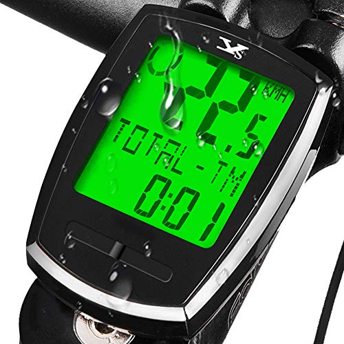 KASTEWILL Wasserdicht Fahrradcomputer Kabellos, Deutsch Fahrradtacho Drahtlos Tachometer Fahrrad LCD Backlight 6 Sprachen Radcomputer Wireless Kilometerzähler für Radsport Realtime Speed Track Distanz von KASTEWILL