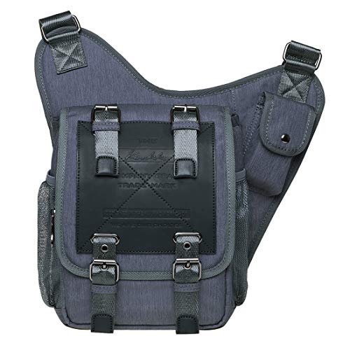 KAUKKO Herren Messenger-Bags Verstellbarem Sling Bag Retro Brusttasche Perfekt für Outdoorsport, Wandern, Radfahren, Schule 3.6 L (Grau JNL-FH03-1-09-FBA) von KAUKKO