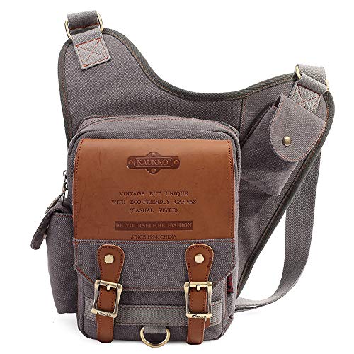 KAUKKO Canvas - Brusttasche für Damen und Herren - Umhängetasche, Grau jnl-sg-09, Taille unique, daypack rucksack von KAUKKO