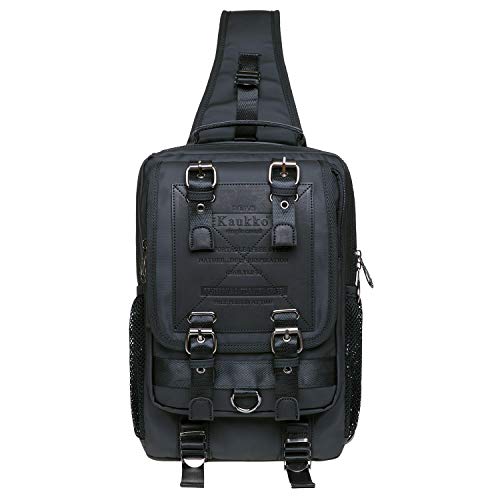 KAUKKO Herren Wasserdicht Messenger-Bag für Outdoor-Sport 24 * 9 * 33 cm 7.1 L (Schwarz JNL-FD252-2-03) von KAUKKO