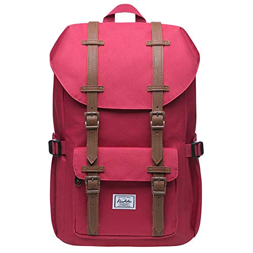 KAUKKO Rucksack Damen Schön und Praktisch Daypack mit Laptopfach für 13" Notebook für Ausflüge, Uni, Schule, 16L, Rot von KAUKKO