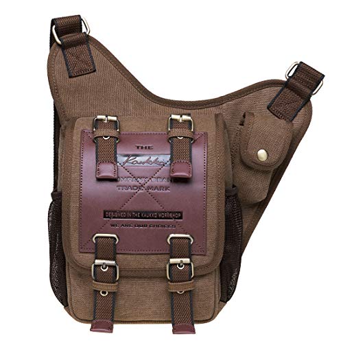 KAUKKO Canvas - Brusttasche für Damen und Herren - Umhängetasche, Khaki Jnl-fh-01, Taille unique, daypack rucksack von KAUKKO