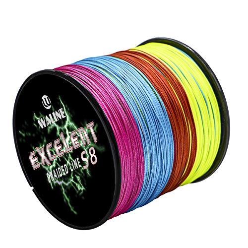 Waline Super Strong 300m 500m PE Geflochtene Angelschnur 8 Stränge Multifilament Angelschnur 20lb-80lb Meeresfischen Geflochtene Schnur (Mehrfarbig, 50lb/0.33mm/ 300m(328yds)) von KBBOX