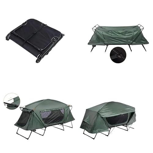 Einzelbett for 1 Person for Schlafen auf dem Boden, Campingzelt, zusammenklappbar, aus doppellagigem Stoff (Color : 1P Tent - ArmyGreen) von KCHYCV