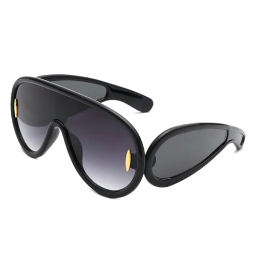 KCYSLY Damen-Sonnenbrille Die Gleichen Einteiligen Krötengläser Mit Großem Rahmen-Schwarz von KCYSLY