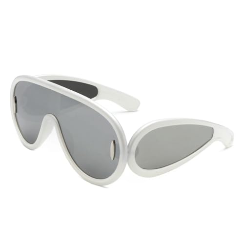 KCYSLY Damen-Sonnenbrille Die Gleichen Einteiligen Krötengläser Mit Großem Rahmen-Weiss von KCYSLY