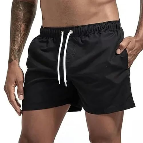 KCYSLY Shorts Herren Herren Badeshorts Swim Trunks Taschen Quick Dry Casual Strandhose-schwarz-4xl von KCYSLY