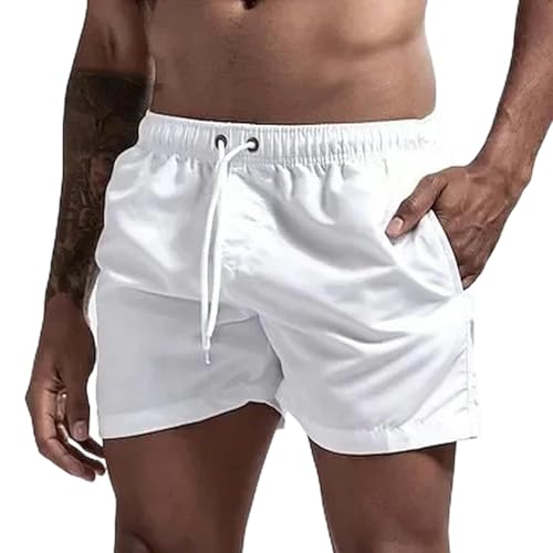 KCYSLY Shorts Herren Herren Badeshorts Swim Trunks Taschen Quick Dry Casual Strandhose-weiß-4xl von KCYSLY