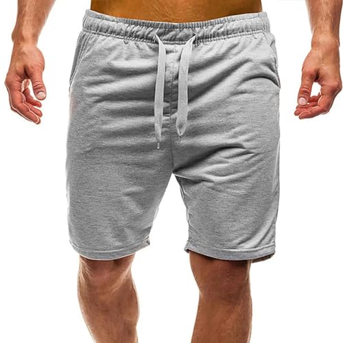 KCYSLY Shorts Herren Herren Baumwolle Shorts Einfarbige Casual Shorts Loose Strand Shorts Shorts Shorts-grau-XL von KCYSLY