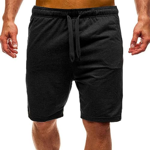 KCYSLY Shorts Herren Herren Baumwolle Shorts Einfarbige Casual Shorts Loose Strand Shorts Shorts Shorts-schwarz-XL von KCYSLY