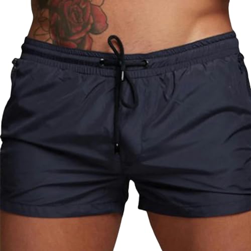 KCYSLY Shorts Herren Herren Shorts Outdoor Running Pocket Kordelzug Design Einfarbige Baumwollmischung Shorts-a-m von KCYSLY