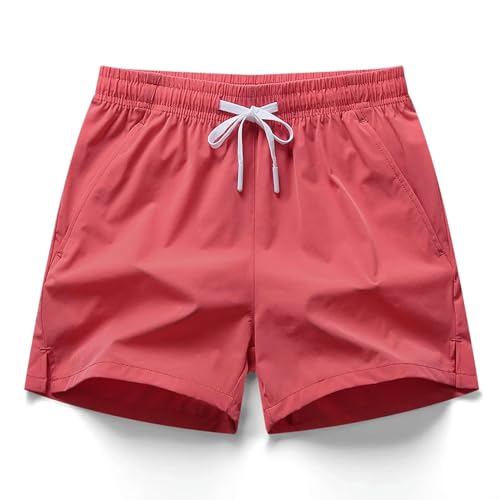KCYSLY Shorts Herren Herren Sommer Elastische Solide Kordelzug Bandage Taschen Casual Lose Sport-rot-XL von KCYSLY