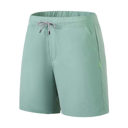 KCYSLY Shorts Herren Männer Casual Shorts Verstellbare Kordelzug Elastische Taille Einfarbige Atmungsaktive Männer Sommer Shorts-grün 2-l von KCYSLY
