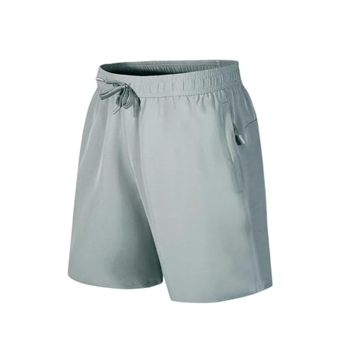 KCYSLY Shorts Herren Männer Casual Shorts Verstellbare Kordelzug Elastische Taille Einfarbige Atmungsaktive Männer Sommer Shorts-hellgrau 1-4xl von KCYSLY