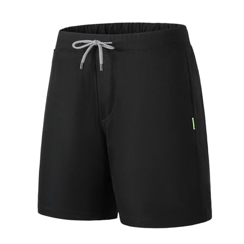 KCYSLY Shorts Herren Männer Casual Shorts Verstellbare Kordelzug Elastische Taille Einfarbige Atmungsaktive Männer Sommer Shorts-schwarz 2-m von KCYSLY