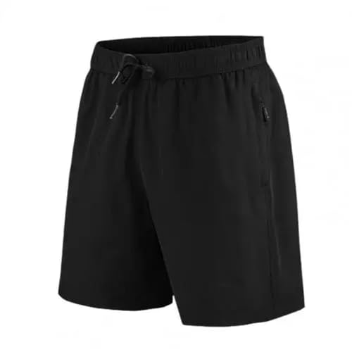 KCYSLY Shorts Herren Männer Casual Shorts Verstellbare Kordelzug Elastische Taille Einfarbige Atmungsaktive Männer Sommer Shorts-schwarz-XL von KCYSLY