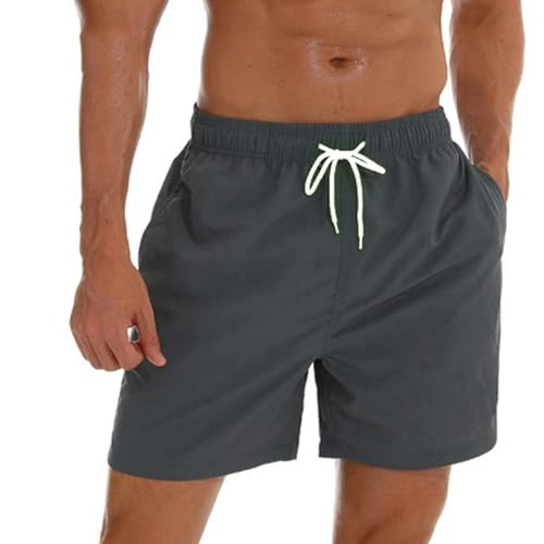 KCYSLY Shorts Herren Männer Schwimmstämme Strandshorts Kordelkordelkordelfutter Elastische Taille Schlicht Atmungsaktiv Weicher Lässiges Lässig-grau-m von KCYSLY