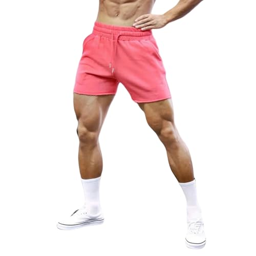 KCYSLY Shorts Herren Mens Fitness Gym Shorts Baumwolle Sommer Training Laufen Männliche Casual Übung Shorts-rosa-XL von KCYSLY