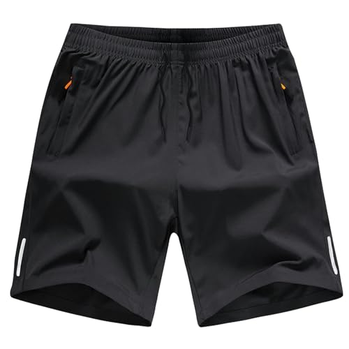 KCYSLY Shorts Herren Mens Running Gym Quick Dry Shorts Herren Sommer Casual Sport Shorts Mit Reißverschluss Taschen-schwarz-4xl von KCYSLY