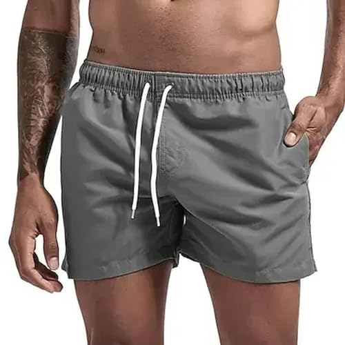 KCYSLY Shorts Herren Sommer Badeshorts Für Männer Quick Dry Board Shorts Badeanzug Atmungsaktiver Kordelzug Mit Taschen-grau-XL von KCYSLY