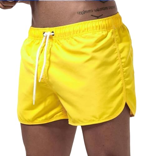 KCYSLY Shorts Herren Sommer Strand Surfen Männer Badeanzug Kurzer Badeanzug Atmungsaktiver Strand Badeanzug-gelb-XL von KCYSLY