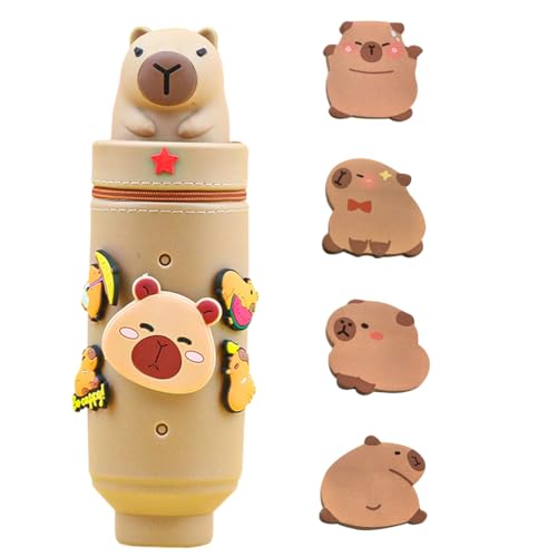 KDFSSIPE Capy-bara Federmäppchen, 2 in 1 Capy-bara Cartoon Federmäppchen, Capybara Aufkleber Notizen, Capybra Kuscheltie und Aufkleber, Capybra-Bleistiftbeutel von KDFSSIPE