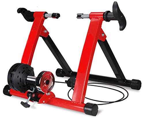 Rollentrainer für Fahrrad, Fahrradtrainer, Heimtrainer, klappbar, bis 150 kg belastbar, aus Stahl, inkl. Vorderradstütze (mit Magnetwiderstand), rot von KDOQ