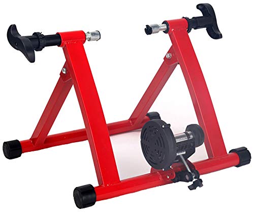 Rollentrainer für Fahrrad, Fahrradtrainer, Heimtrainer, klappbar, bis 150 kg belastbar, aus Stahl, inkl. Vorderradstütze (mit Magnetwiderstand), rot von KDOQ