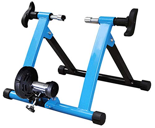 Rollentrainer für Fahrrad, Fahrradtrainer, Heimtrainer klappbar, bis 150 kg belastbar, aus Stahl, inkl. Vorderradstütze (mit Magnetwiderstand), blau von KDOQ