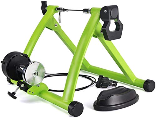 Rollentrainer für Fahrräder, Fahrradtrainer, Heimtrainer klappbar, bis 150 kg belastbar, aus Stahl, inkl. Vorderradstütze (mit Magnetwiderstand), für 26-28 Zoll, grün von KDOQ