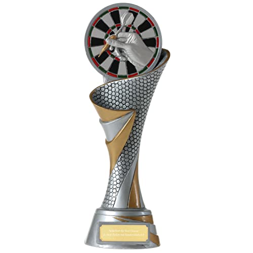 KDS FG Pokal M Trophäe Dart Darts mit Emblem 70 mm schwer mit Gravur ca. 24,5 cm hoch von KDS