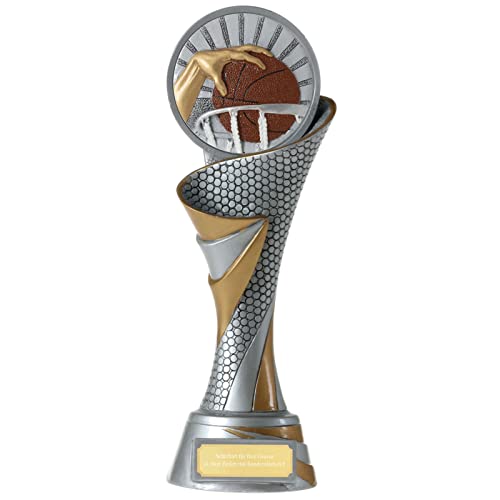 KDS FG Pokal L Trophäe Basketball mit Emblem 70 mm schwer mit Gravur ca. 26 cm hoch von KDS