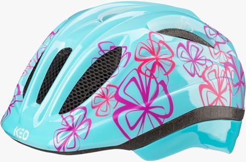 Fahrradhelm - KED - Meggy Trend - Iceblue Flower Glossy - 52-58 cm - inkl. RennMaxe Klackband - Kinder Jugendliche - MTB BMX City Cross von KED Germany