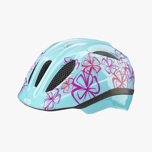 KED Kids Youth Meggy III Trend Fahrradhelm, Iceblue Flower Glossy, S (46-51cm) von KED