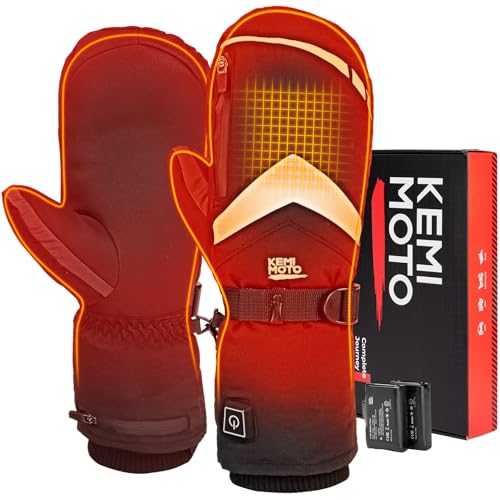 KEMIMOTO Beheizbare Handschuhe, Beheizte Skihandschuhe mit USB -2500mAh Akkus, Rutschefest Winterhandschuhefür Herren und Damen, Ideal für Skifahren, Motorradfahren,Outdoor-Aktivitäten usw von KEMIMOTO