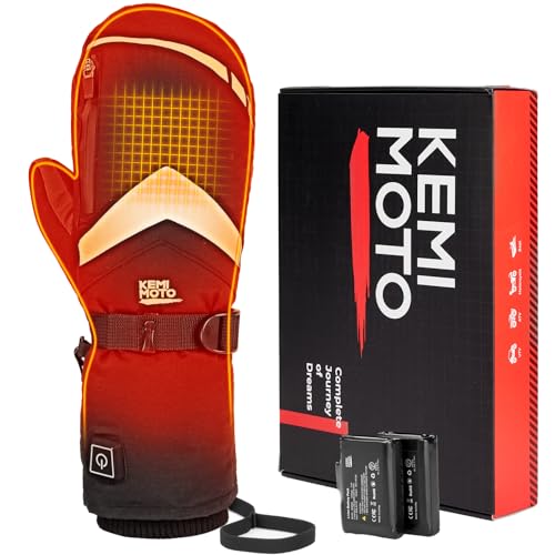 KEMIMOTO Beheizbare Handschuhe, Beheizte Skihandschuhe mit USB -2500mAh Akkus, Rutschefest Winterhandschuhefür Herren und Damen, Ideal für Skifahren, Motorradfahren,Outdoor-Aktivitäten usw von KEMIMOTO