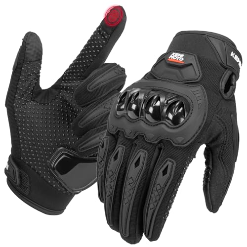 KEMIMOTO Motorrad Handschuhe Herr, Motorradhandschuhe mit Touchscreen, Knöchelprotektor, Sommer Handschuhe für Motorrad, Mountainbike, Motorcross, Fahrrad, Roller Schwarz XL von KEMIMOTO