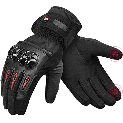 KEMIMOTO Winter Motorradhandschuhe - Winddichte Motorrad Handschuhe mit Touchscreen-Funktion, Warme Winterhandschuhe für Herren Damen-Ideal für Motorradfahrren Skifahrren Radfahren Camping usw von KEMIMOTO